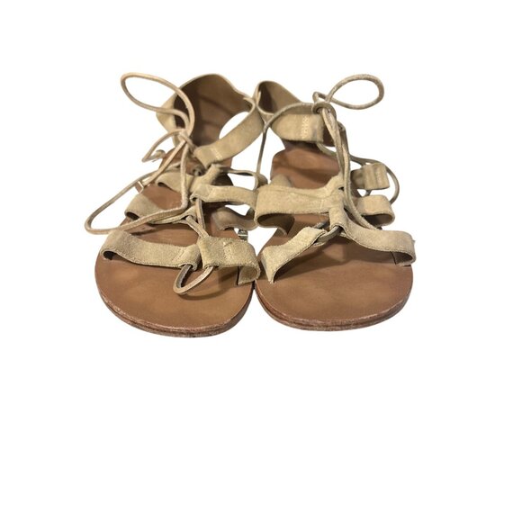 Álvaro González Womens Handmade Leather Gladiator Sandals Size 9.5 Beige/Brown I - Picture 2 of 8